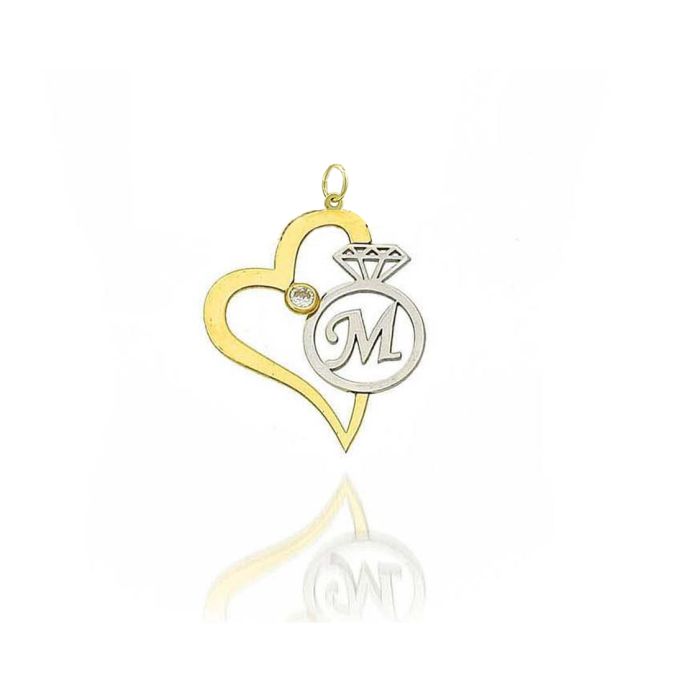 Gold motif 9CT with monogram and heart HZU0001