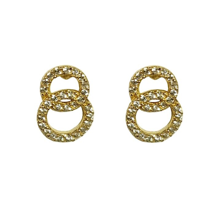 Earrings in yellow gold with zirkon 14CT ISU0067