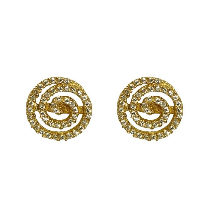 Yellow gold women's earrings with zirkon 14CT ISU0073
