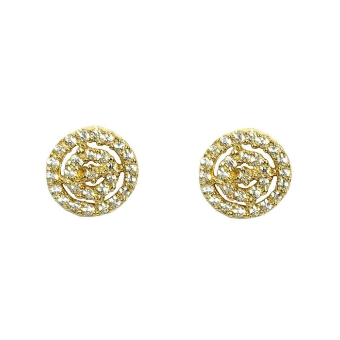 Yellow gold women's earrings with zirkon 14CT ISU0074