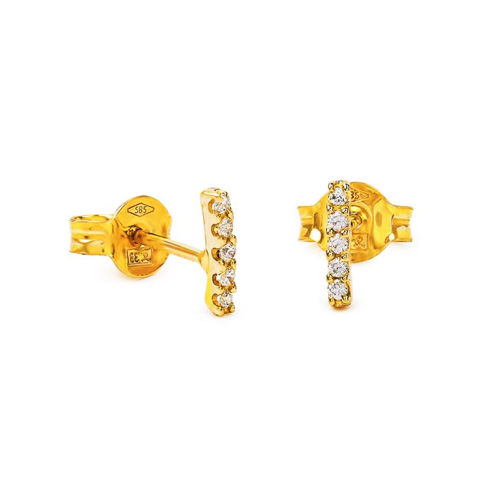 Women's yellow gold earrings with zirkon 14CT ISU0080
