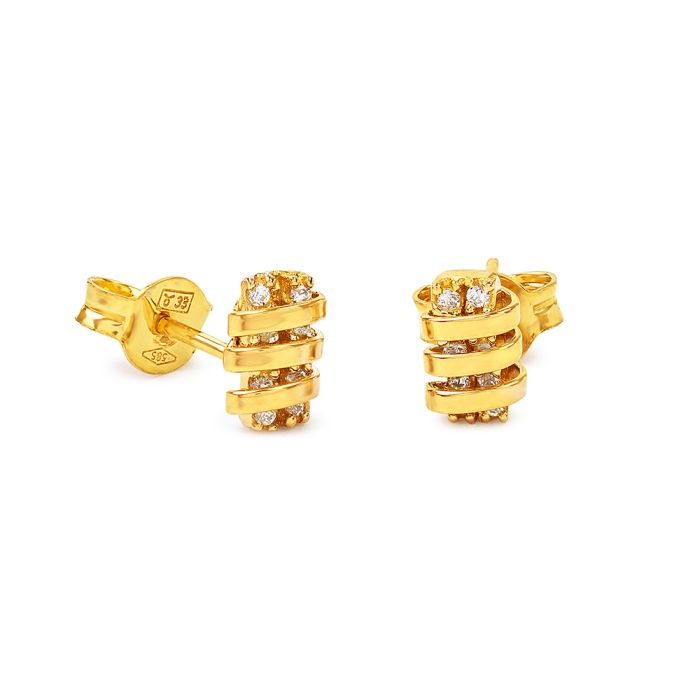 Yellow gold women's earrings with zirkon 14CT ISU0082