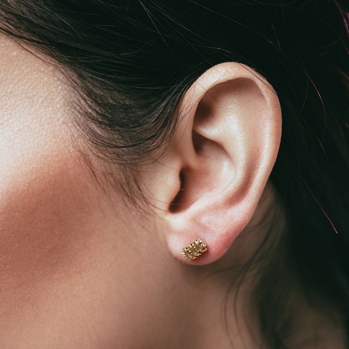 Yellow gold women's earrings with zirkon 14CT ISU0082