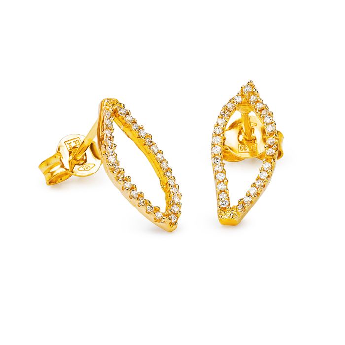 Yellow gold women's earrings with zirkon 14CT ISU0077