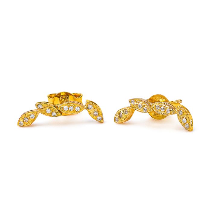 Yellow gold women's earrings with zirkon 14CT ISU0081