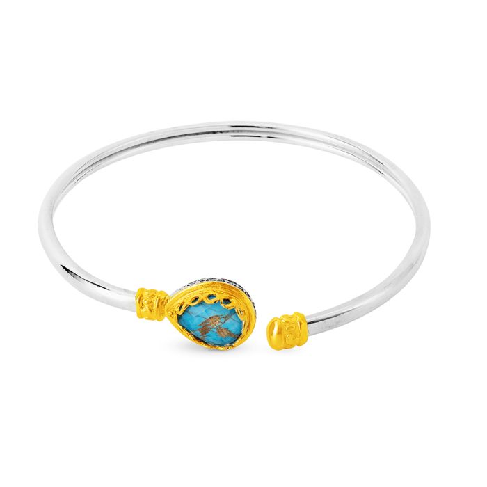 Women's silver bracelet with Blue Copper WX00059
