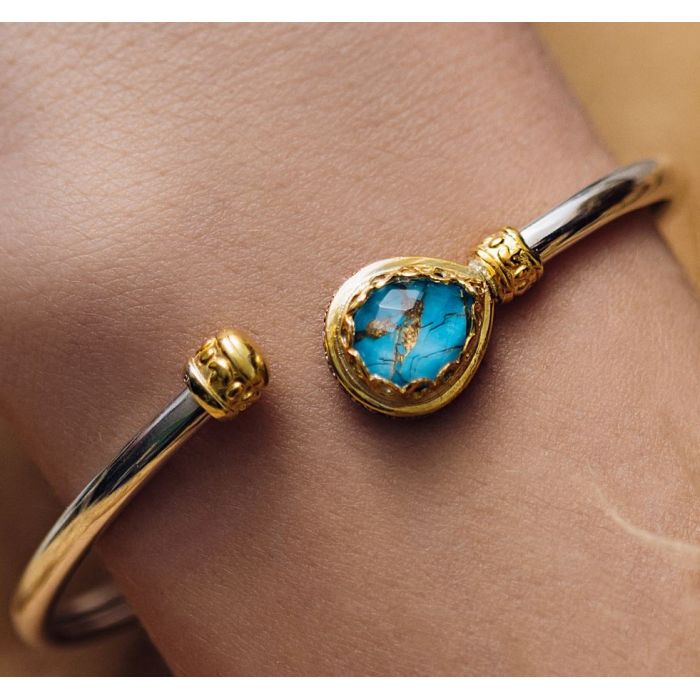 Women's silver bracelet with Blue Copper WX00059