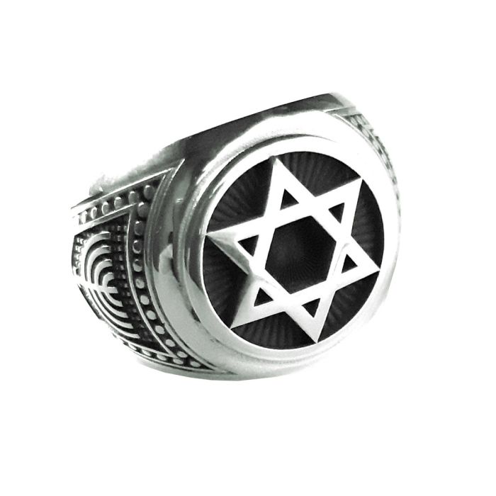 Men's silver ring with star WD00561