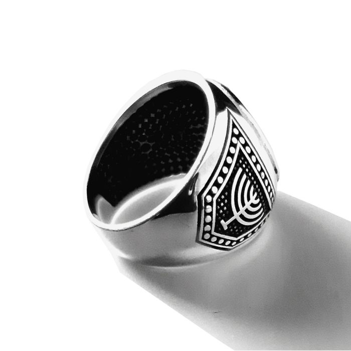 Men's silver ring with star WD00561