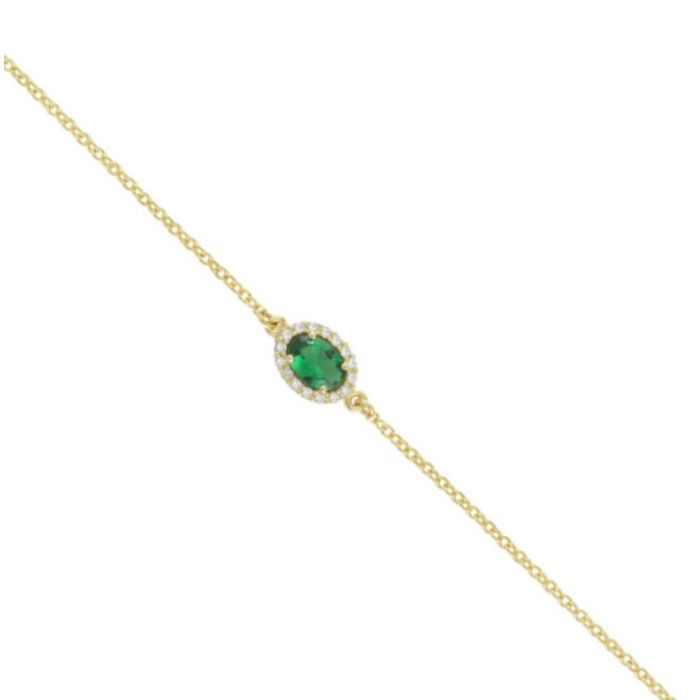 Yellow gold women's bracelet in green color 9CT HVE0143