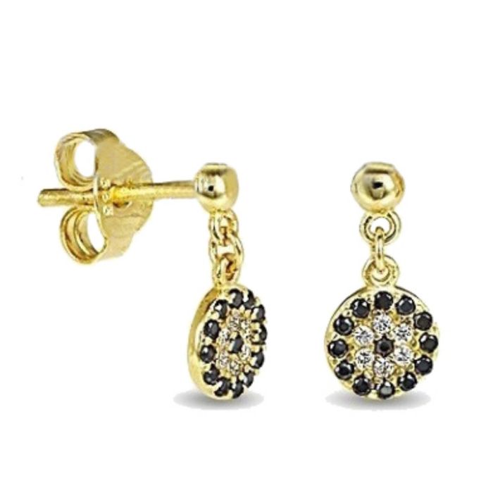 Women's gold pendant earrings with circle pattern 9CT HSH0155