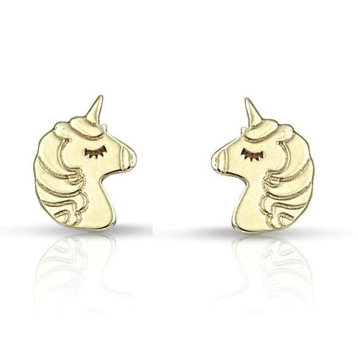 Kid's in yellow gold earrings with the unicorn 9CT HSY0013