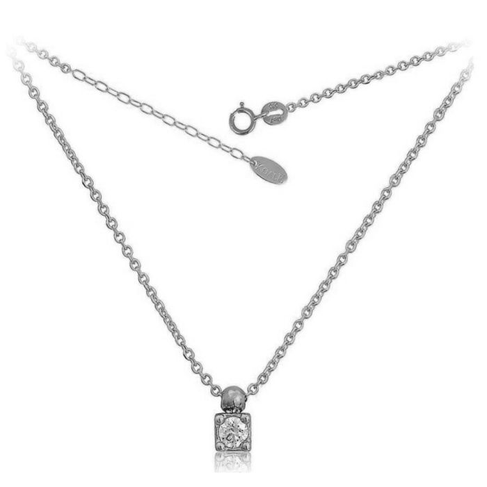 Women's white gold necklace 9ct with zirkon HRY0010