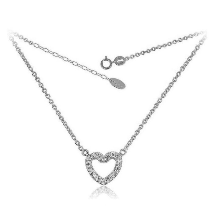 Women's white gold necklace 9ct with zirkon HRY0012