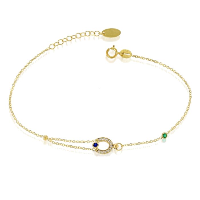 Yellow gold women's bracelet with a petal and zirkon 9CT HVM0028