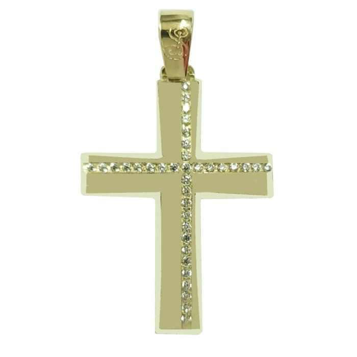 Women's yellow gold cross with zirkon 14CT without chain ITY0011
