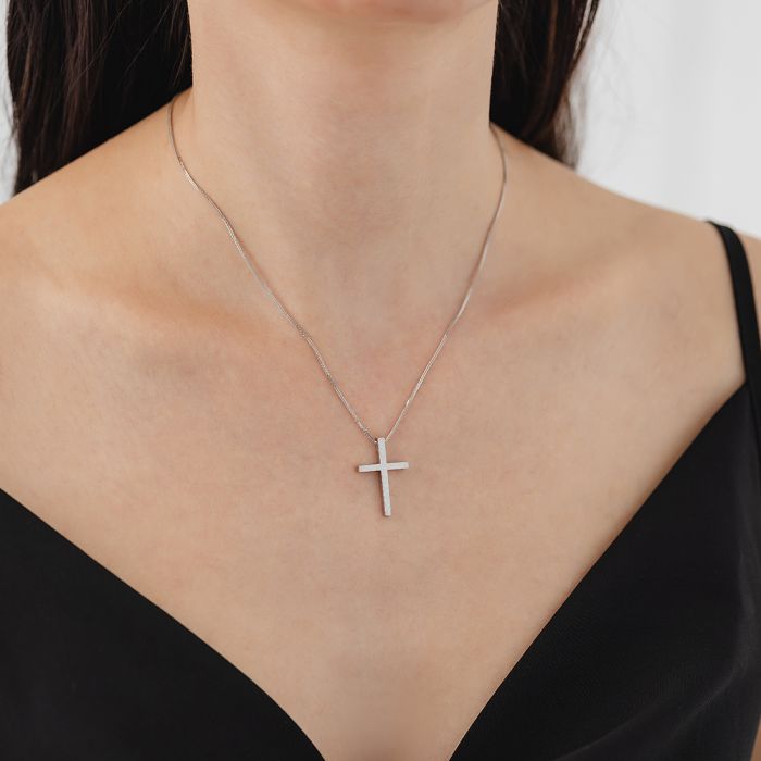 Women's in white gold cross with chain 14CT ITY0056
