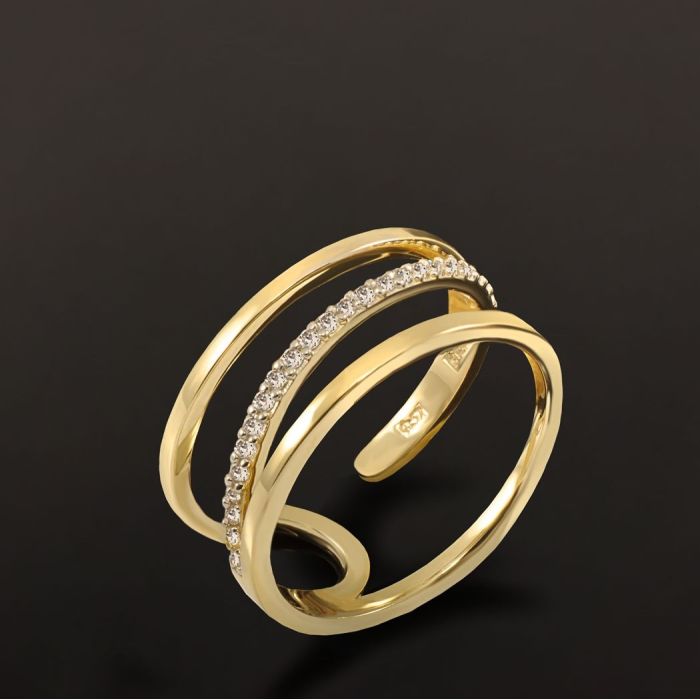 Women's yellow gold ring 9CT with zirkon HDU0002