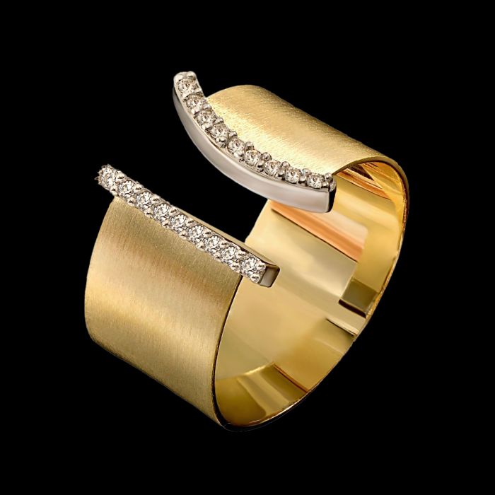 Women's yellow and white gold ring 9CT with zirkon HDU0013