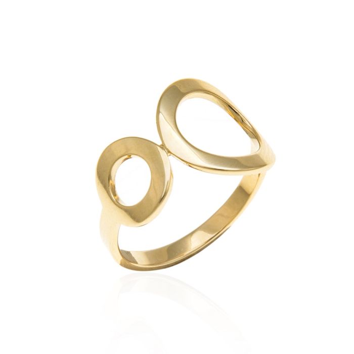 Women's yellow gold ring with double circles 9CT HDU0018