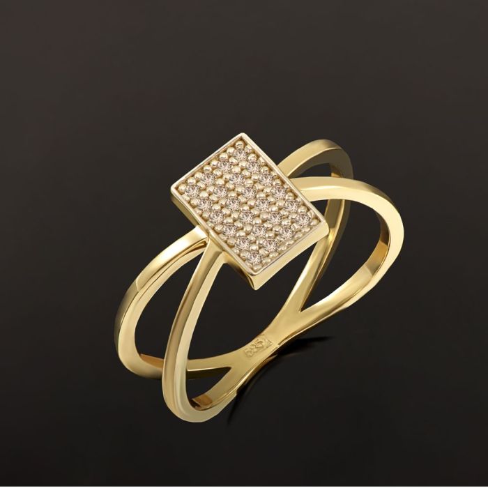 Women's yellow gold ring 9CT with zirkon HDU0022