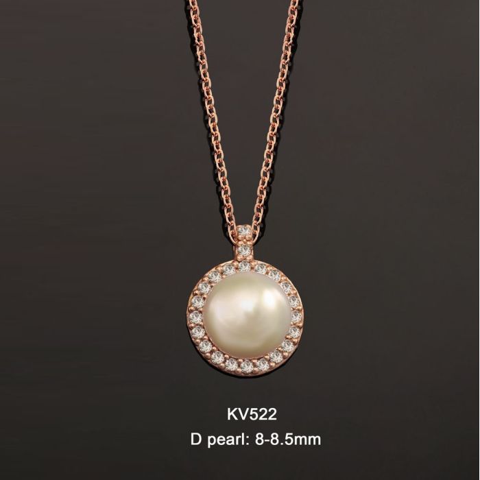Women's Yellow Gold necklace with pearl and zirkon 9CT HRY0024