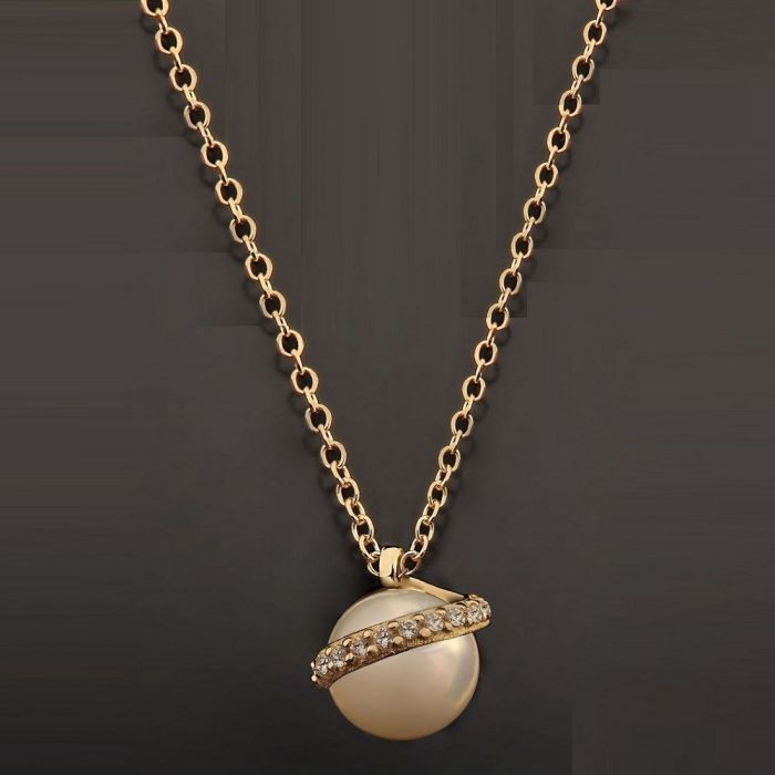 Women's Yellow Gold necklace with pearl and zirkon 9CT HRY0025