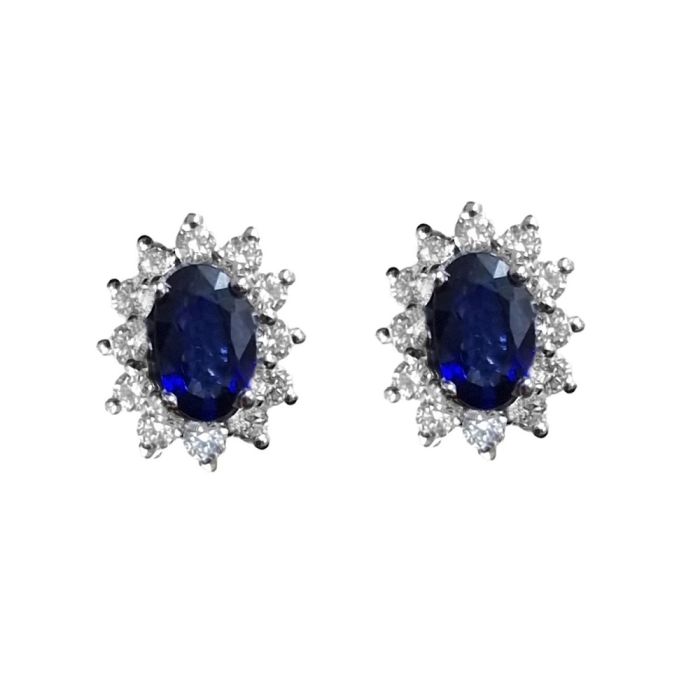 White gold Rosette earrings with sapphire and diamonds 18CT SSY0008