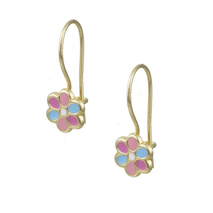 Kid's in yellow gold earrings with flowers 9CT HSY0040