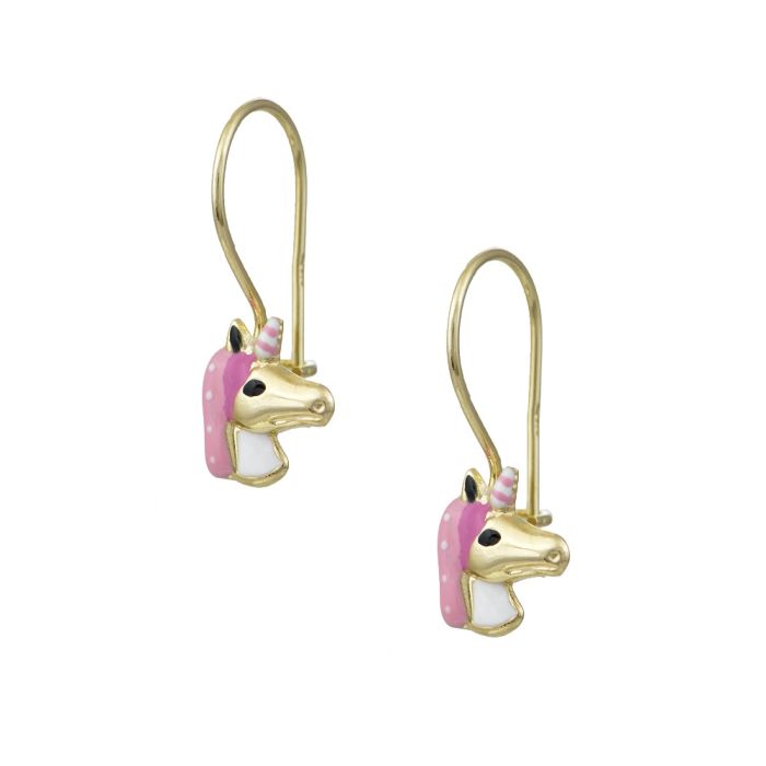 Kid's in yellow gold earrings with unicorn 9CT HSY0041