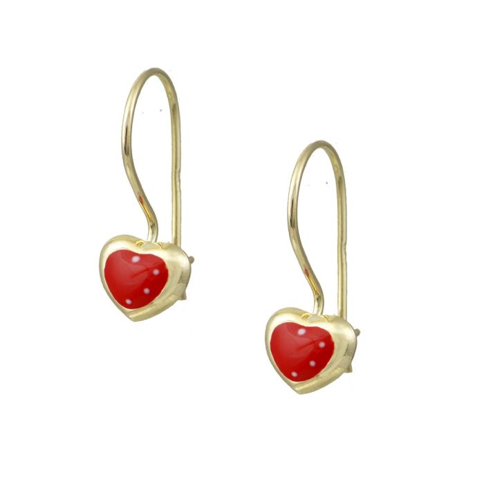 Kid's in yellow gold earrings with hearts 9CT HSY0045