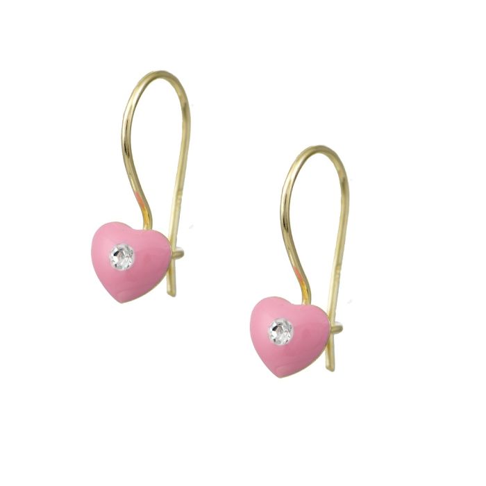 Kid's in yellow gold earrings with hearts 9CT HSY0048