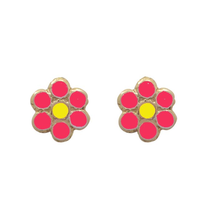 Kid's in yellow gold earrings with flowers 9ct HSY0054