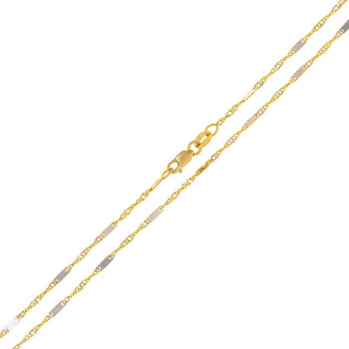 Two tone gold chain with straight tile 45cm IWE0110