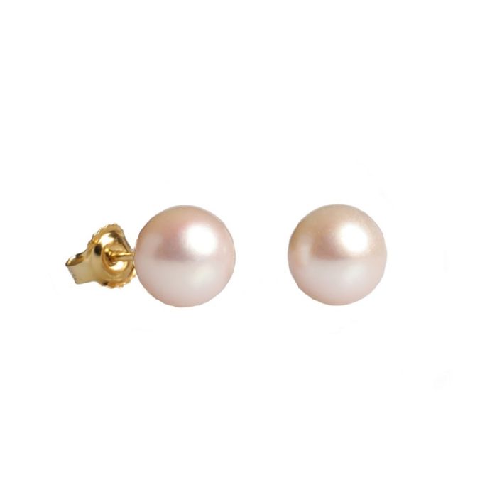 Yellow gold earrings with pearl 6,5mm 14CT ISY0034