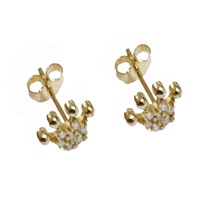 Earrings in yellow gold crowns with zirkon 14CT ISY0050