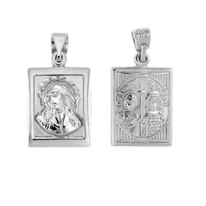 Double sided white gold in the form of Jesus  9ct HJY0039
