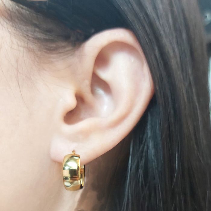 Women's yellow gold hoop earrings 14ct ISY0051