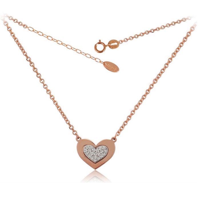 Women's Pink Gold necklace with a motif heart 9ct and zirkon 9ct HRY0068