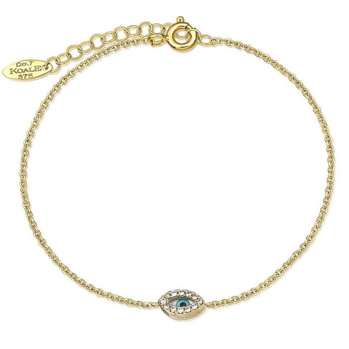 Yellow gold women's bracelet with eye and zirkon stones 9ct HVY0030