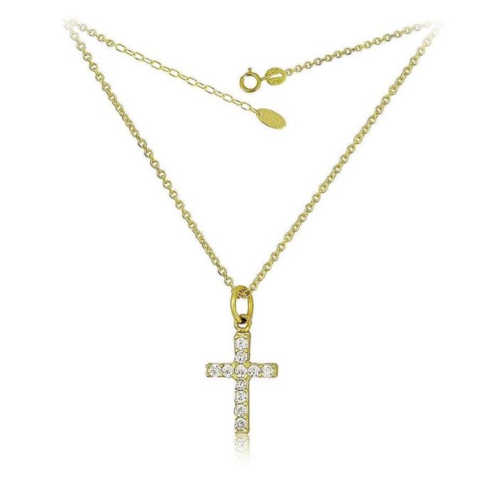 Women's yellow ,white and pink  gold cross 14CT with and zirkon ITY0104