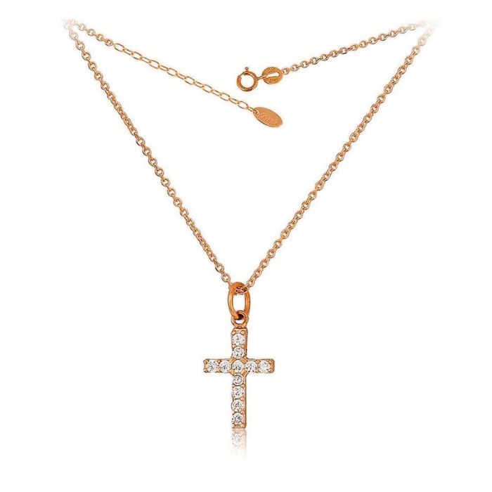 Women's yellow ,white and pink  gold cross 14CT with and zirkon ITY0104