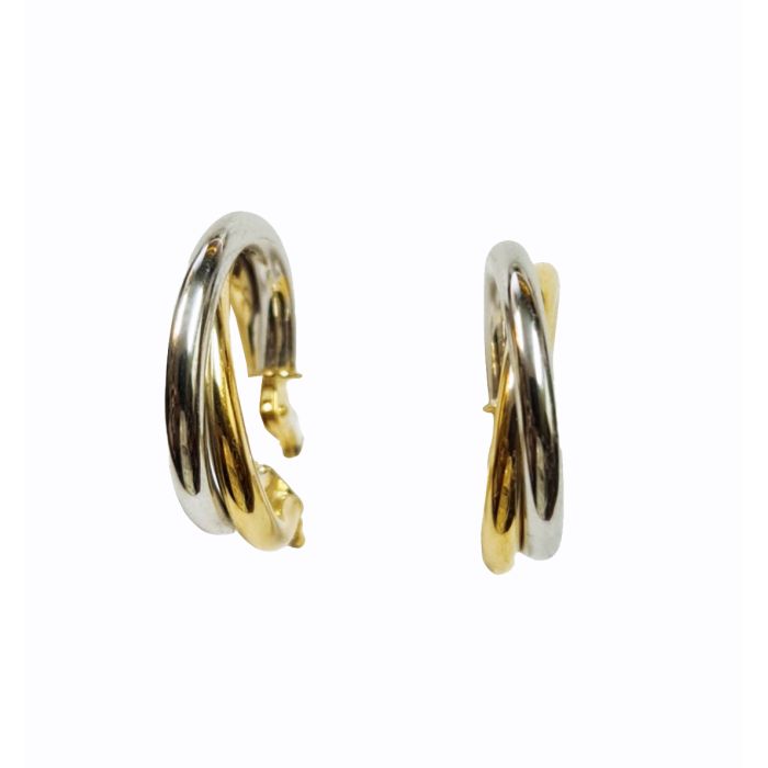 Women's white and yellow gold hoop earrings 14ct ISR0065