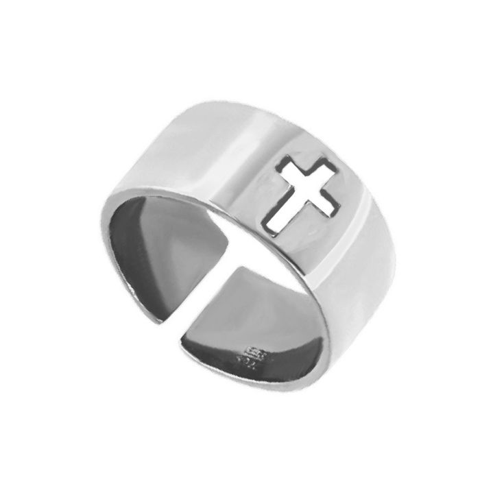 Men's silver ring with cross WD00581