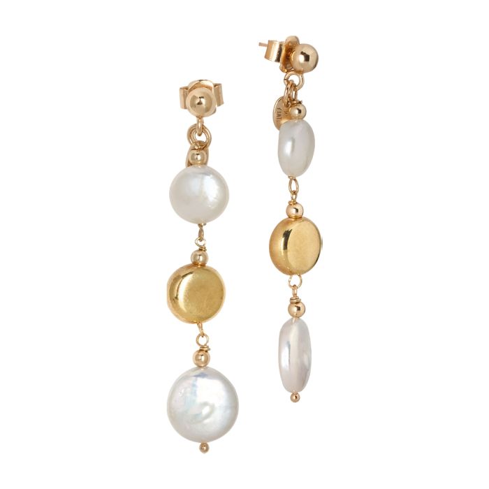 Women's silver pendant gilded earrings with pearl Boccadamo WBS0010
