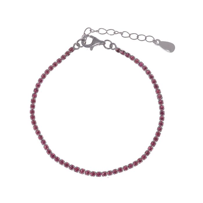 Women's silver riviera bracelet with pink zircon 258P0010