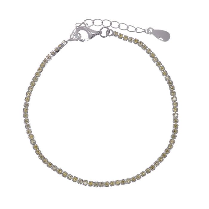 Women's silver riviera bracelet with yellow zircon 258P0010