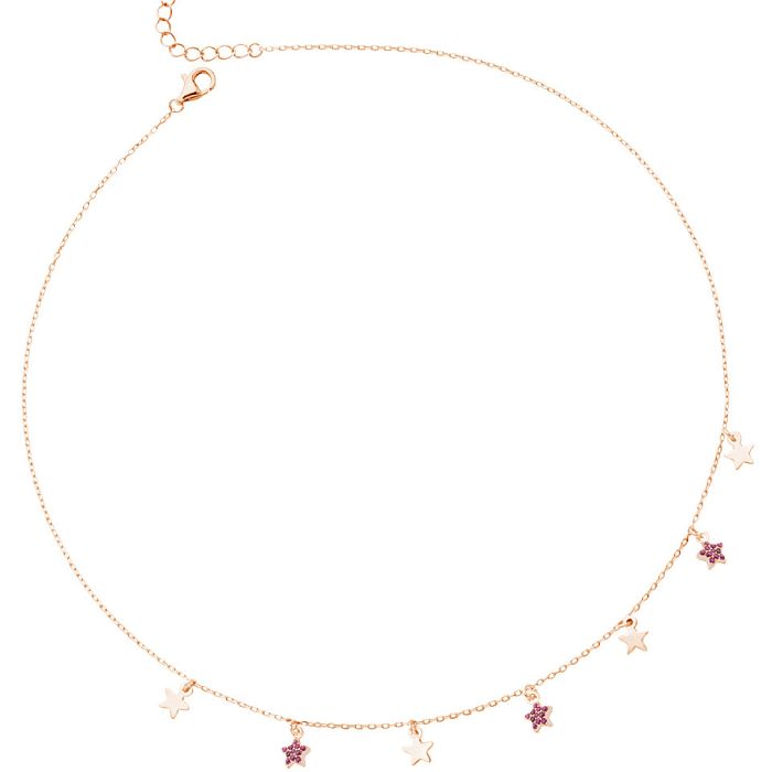 Women's silver necklace with yellow gold platin and stars Boccadamo GGR002RS