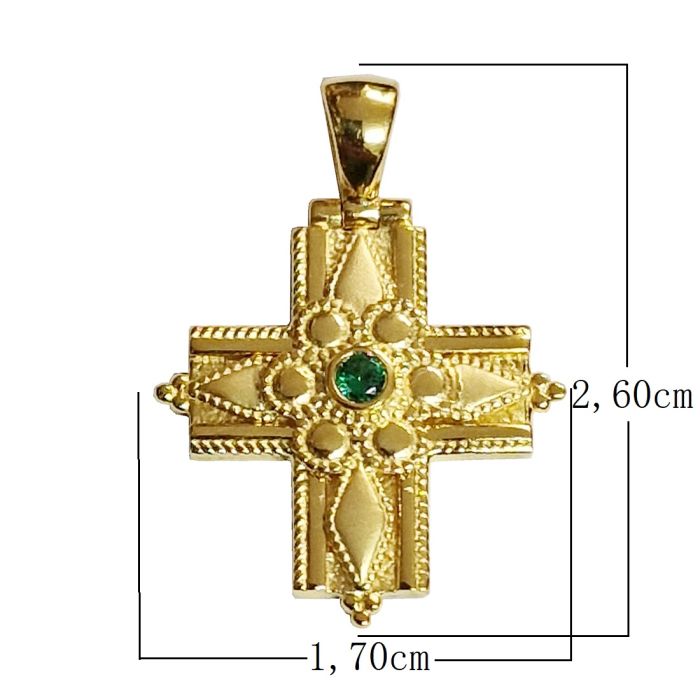 Women's yellow gold cross with emeral 9ct HTY0011