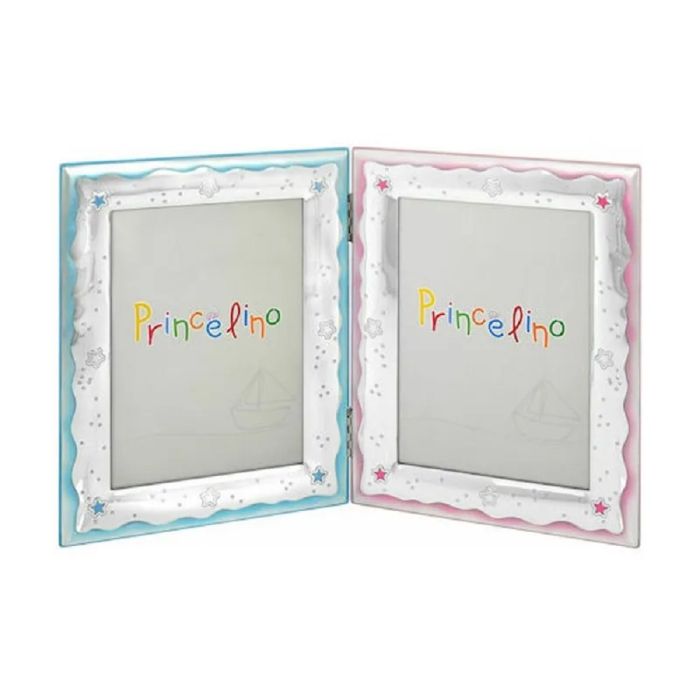 Double silver frame for boy and girl Princelino MA-143-2D-CR 